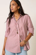 The Shirt The Boyfriend Shirt – Burgundy Stripe
