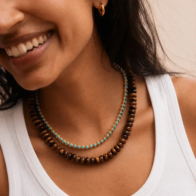 BaubleBar Joyce Semi-Precious Beaded Necklace – Tiger’s Eye