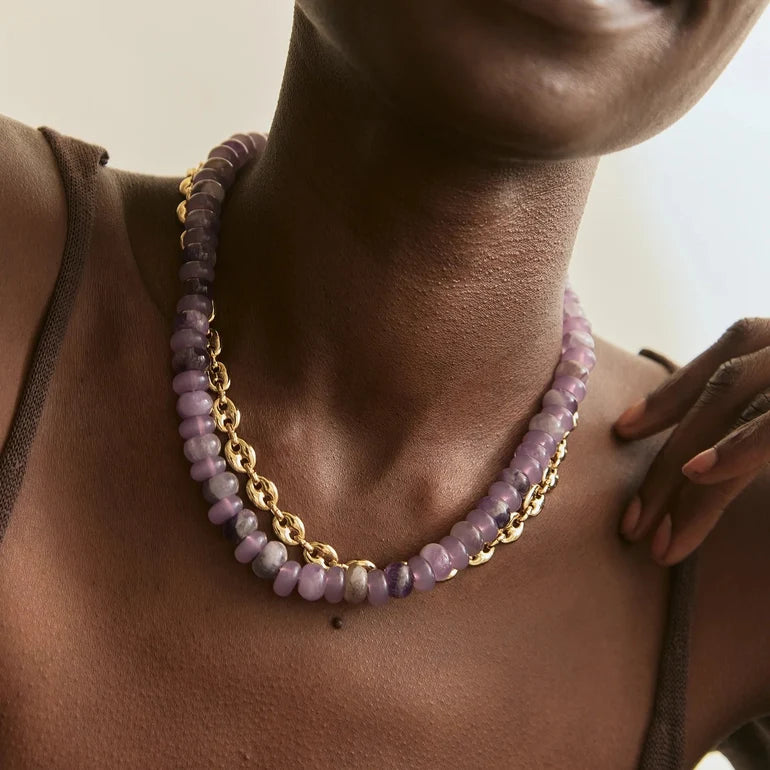 BaubleBar Joyce Semi-Precious Beaded Necklace – Light Amethyst