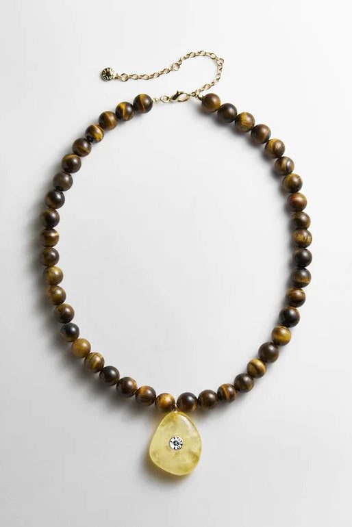 BaubleBar Jamie Semi-Precious Beaded Necklace – Citrine & Tiger’s Eye
