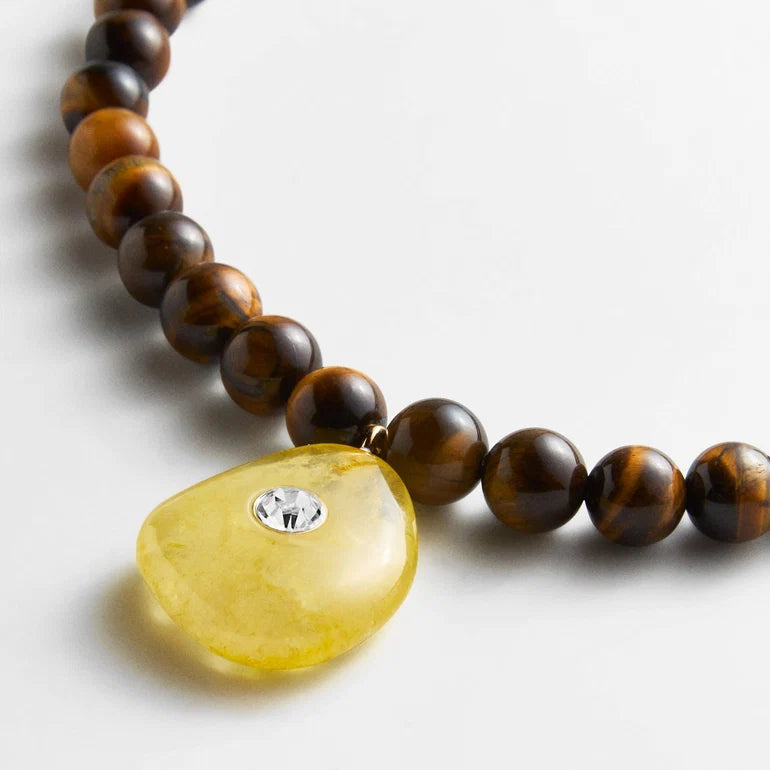 BaubleBar Jamie Semi-Precious Beaded Necklace – Citrine & Tiger’s Eye