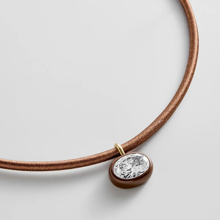 BaubleBar Lindsey Crystal Collar Necklace – Chocolate Brown