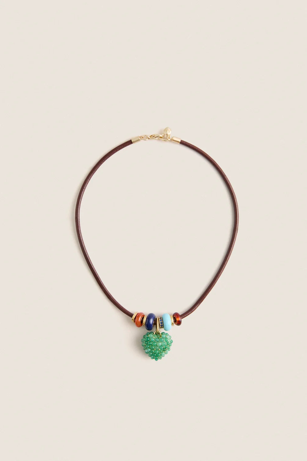Roxanne Assoulin Semi Sliders on Leather Cord Necklace — Gold Cognac & Multi