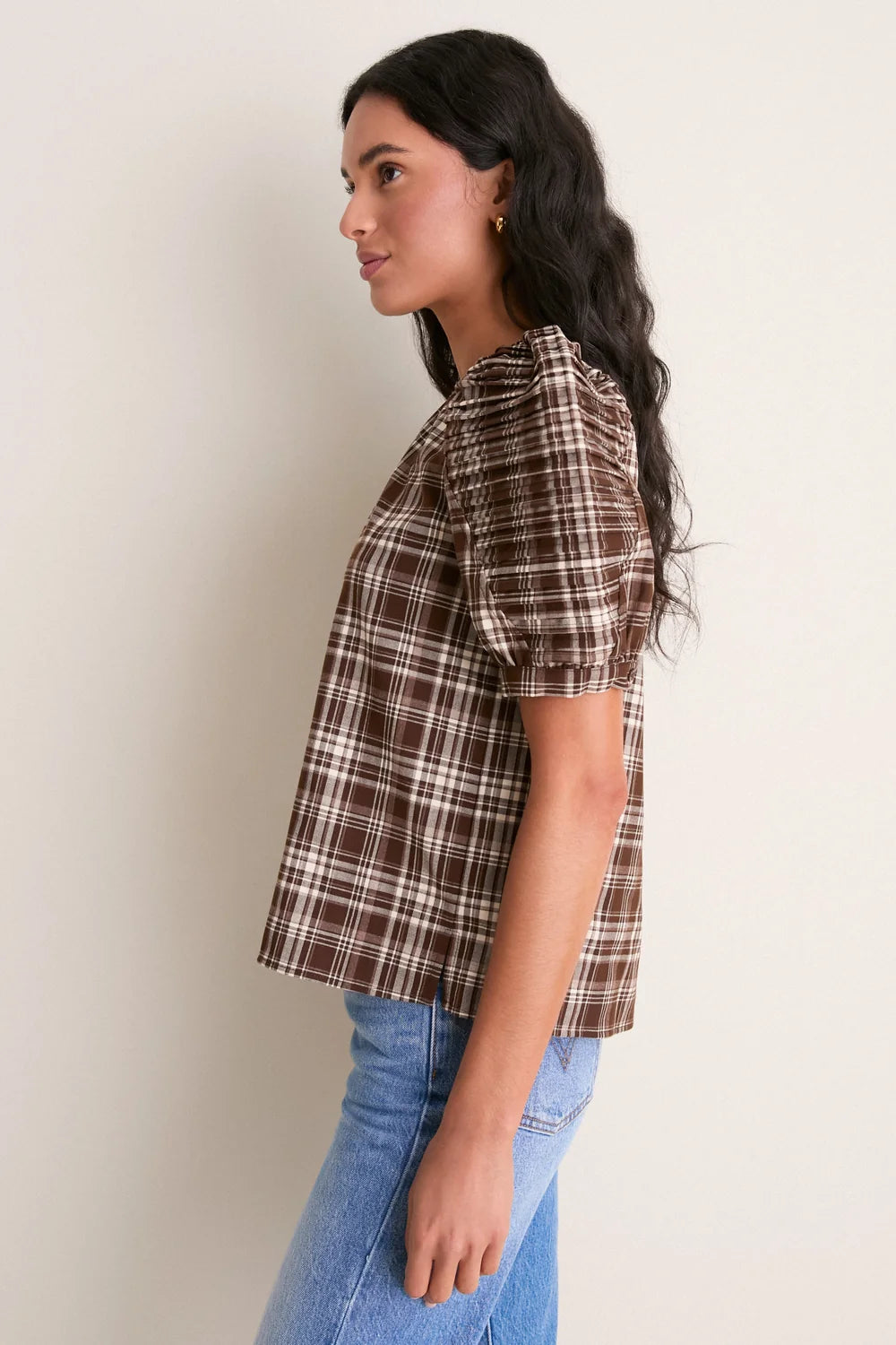 Hyacinth House Haven Blouse — Brown Plaid