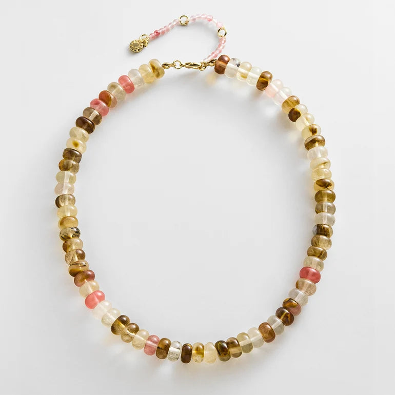 BaubleBar Joyce Semi-Precious Beaded Necklace – Rutilated Quartz