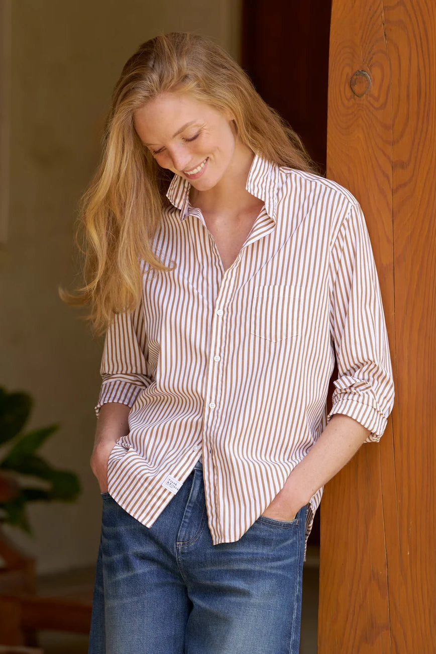 Frank & Eileen Eileen Shirt Tan + White Stripe