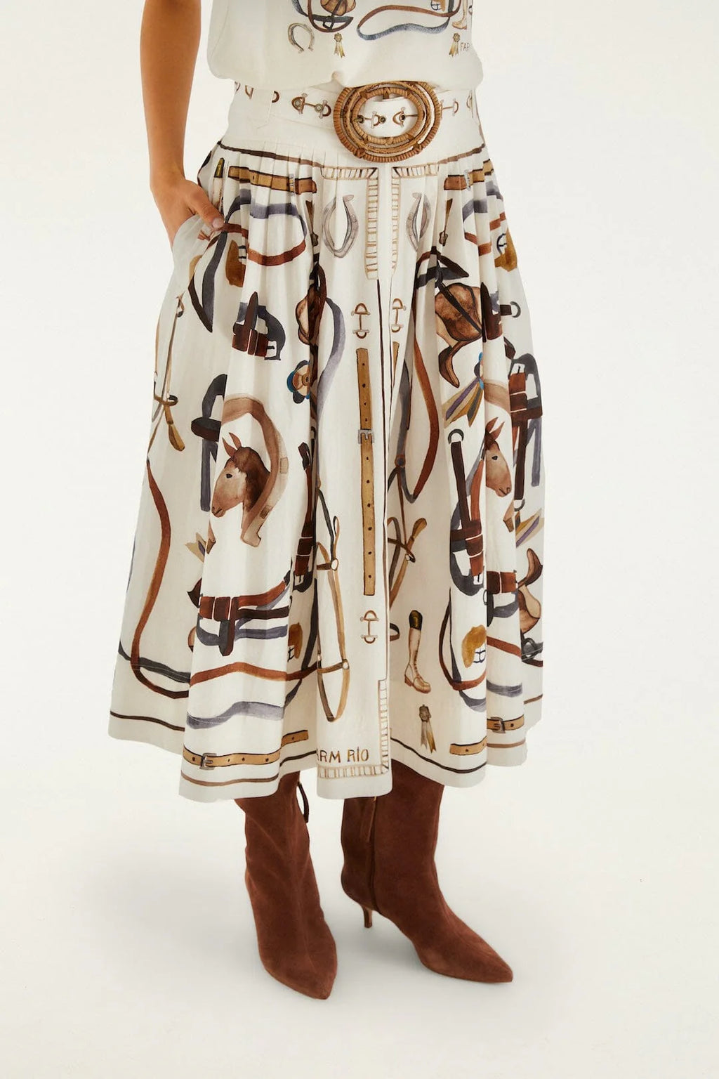 Farm Rio Equestrian Scarf Maxi Skirt