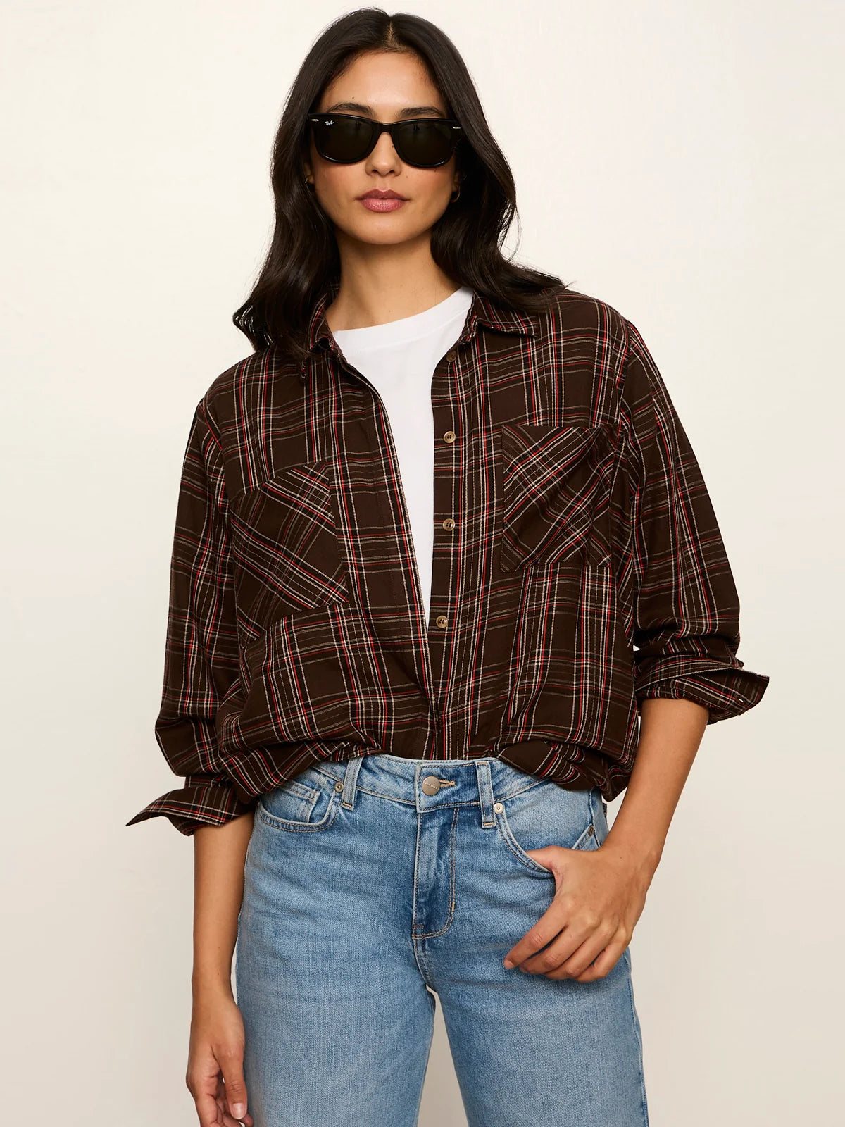 Sanctuary The City Plaid Shirt — Espresso Plaid