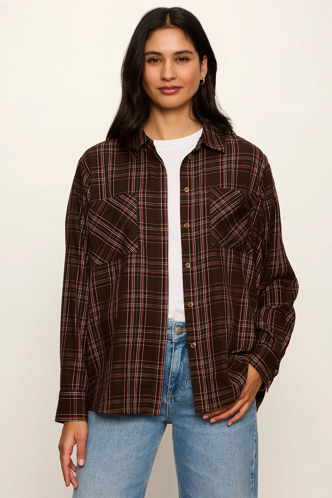 Sanctuary The City Plaid Shirt — Espresso Plaid