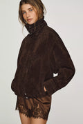 BLANKNYC Funnel-Neck Suede Jacket