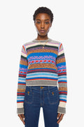 MOTHER The Extra Crop Jumper — Red Ivory Blue Multi Stripe