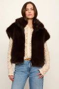 Sanctuary Silky Fur Vest — Espresso Martini