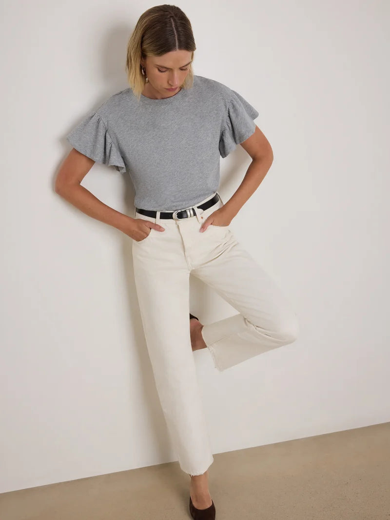 Nation LTD Camille Ruffle Tee — Heather Grey
