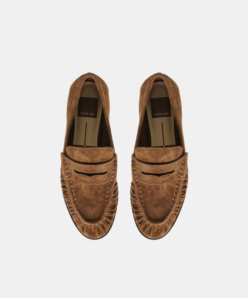 Dolce Vita Baxen Loafers — Chestnut Suede