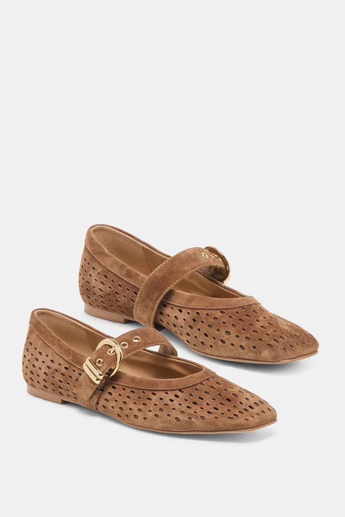 Dolce Vita Mikela Ballet Flats — Cocoa Perforated Suede