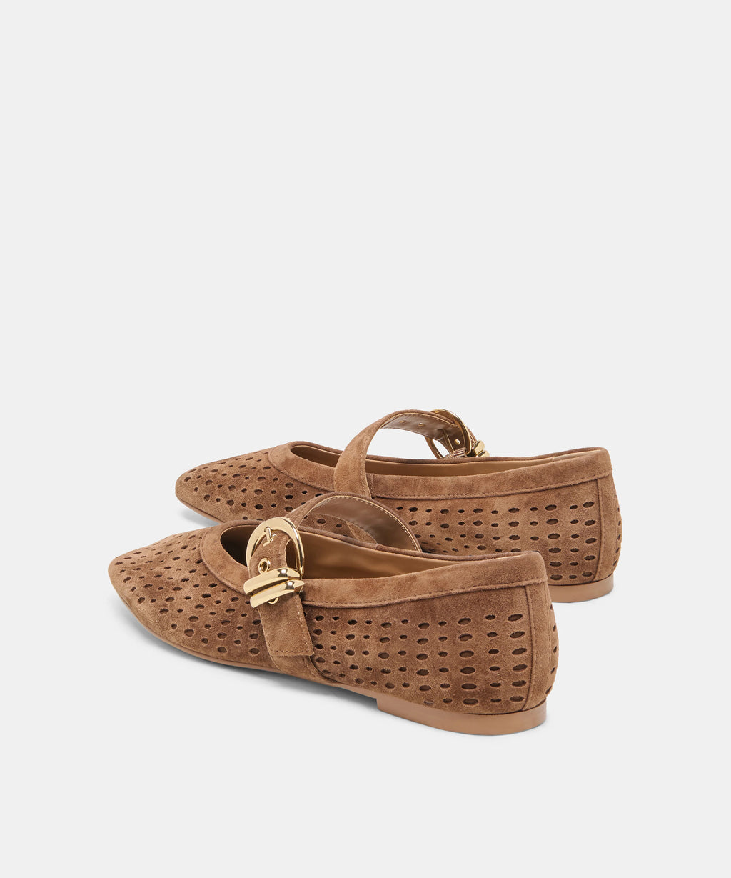 Dolce Vita Mikela Ballet Flats — Cocoa Perforated Suede