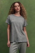 THE GREAT. The Boxy Crew with Tossed Floral Embroidery