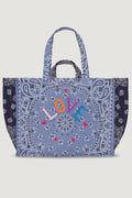 CALL IT BY YOUR NAME Quilted Maxi Cabas Tote — Love Chambray Navy