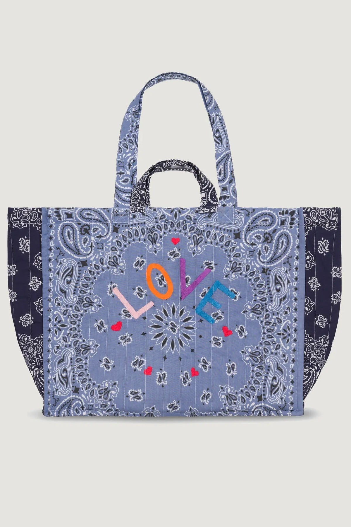 CALL IT BY YOUR NAME Quilted Maxi Cabas Tote — Love Chambray Navy