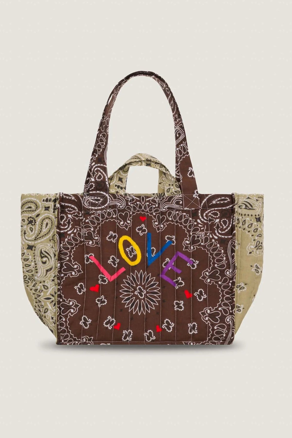 CALL IT BY YOUR NAME Medium Quilted Tote Bag — Love Brown/Beige