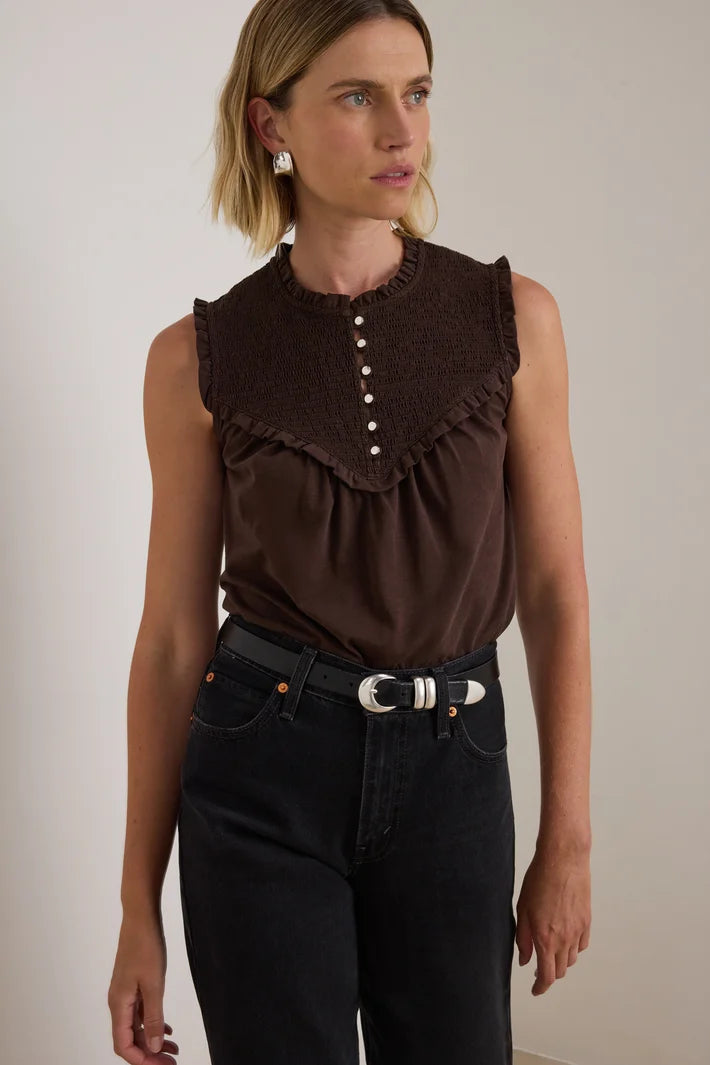 Nation LTD Nelly Smocked Top — Cocoa