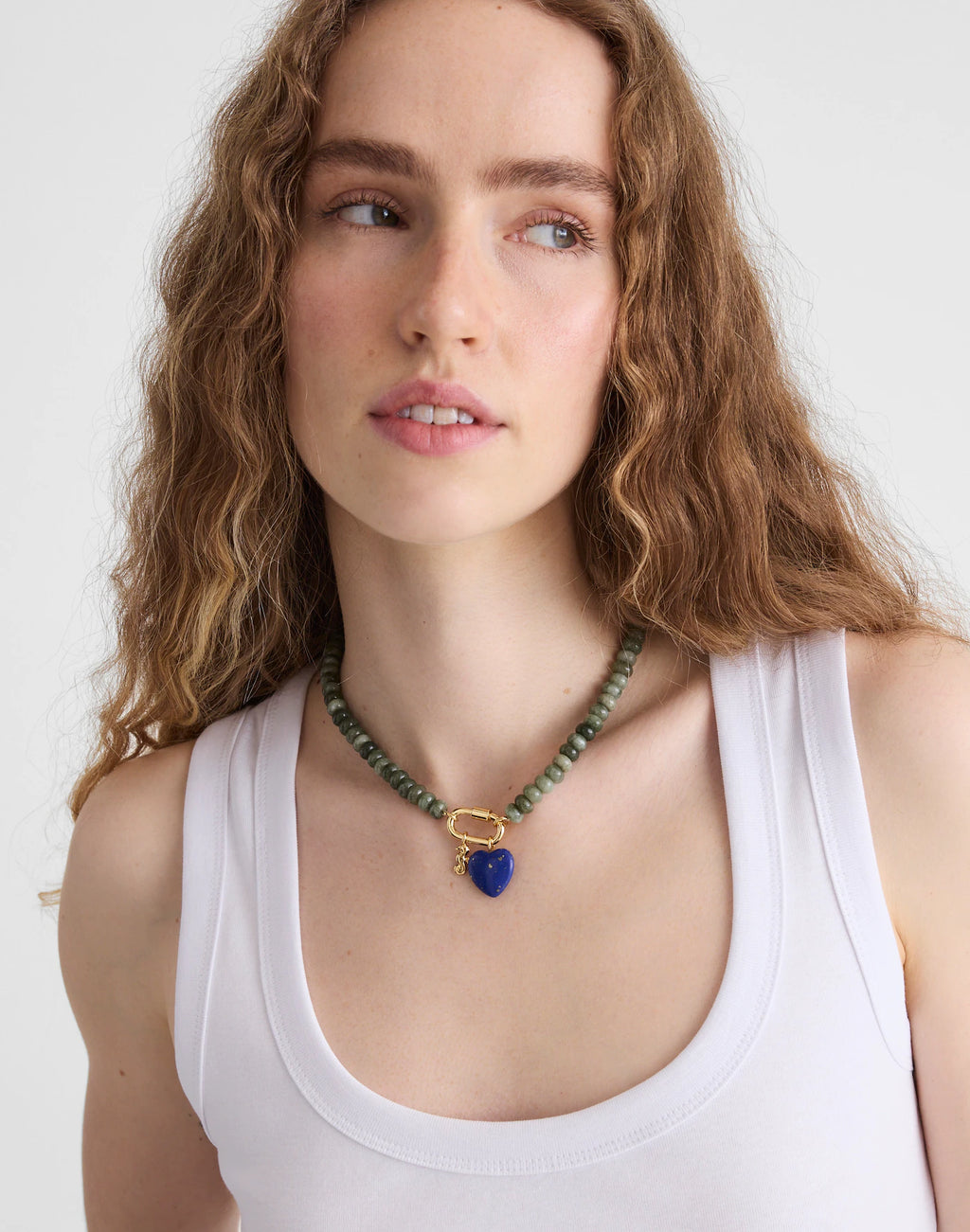 Madewell Semiprecious Beaded Carabiner Charm Necklace