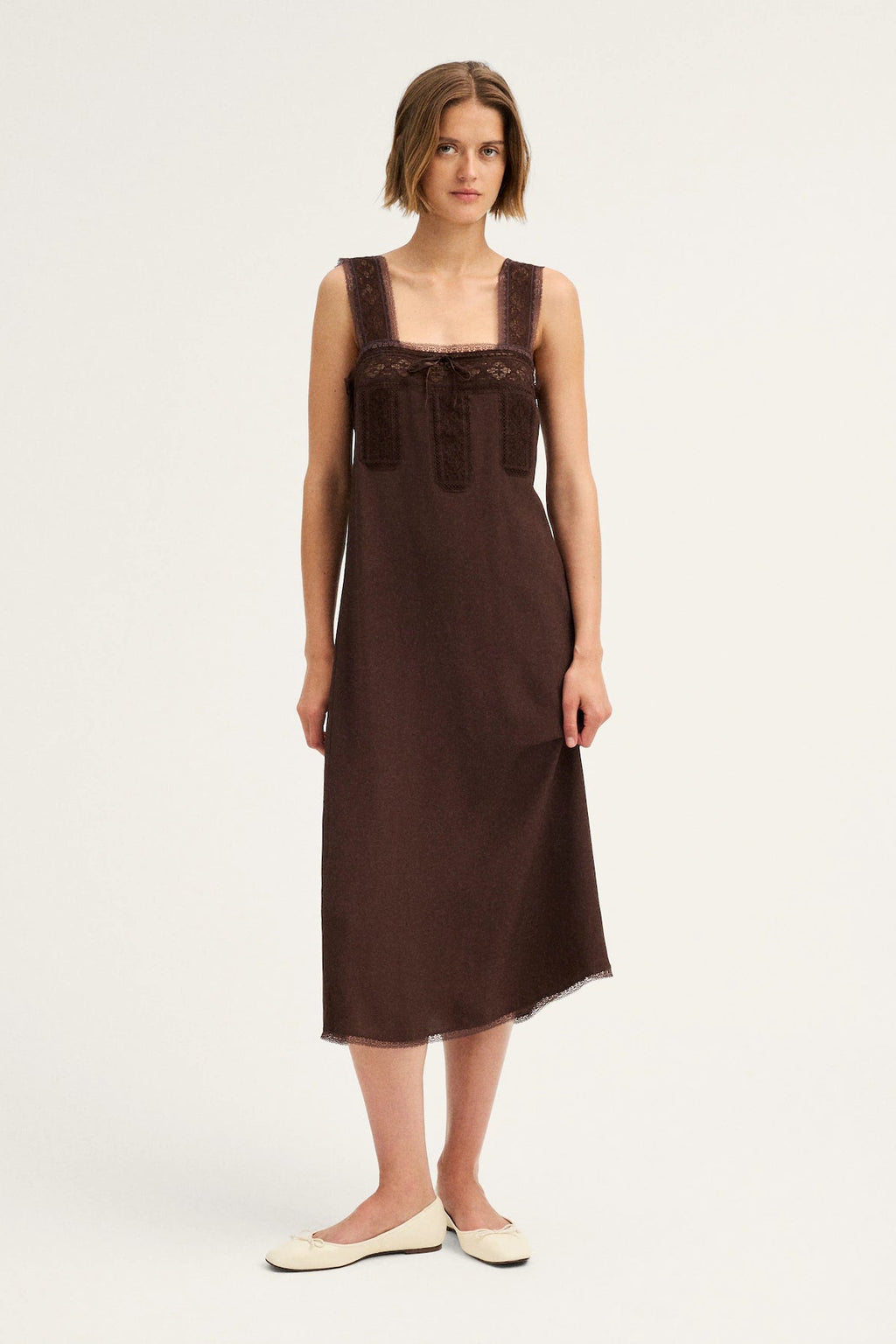 Madewell Lace-Insert Tie-Front Midi Dress