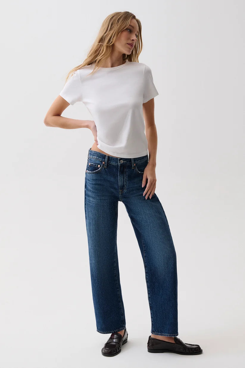 Pistola Lexi Mid Rise Bowed Straight Jeans — Moonwave