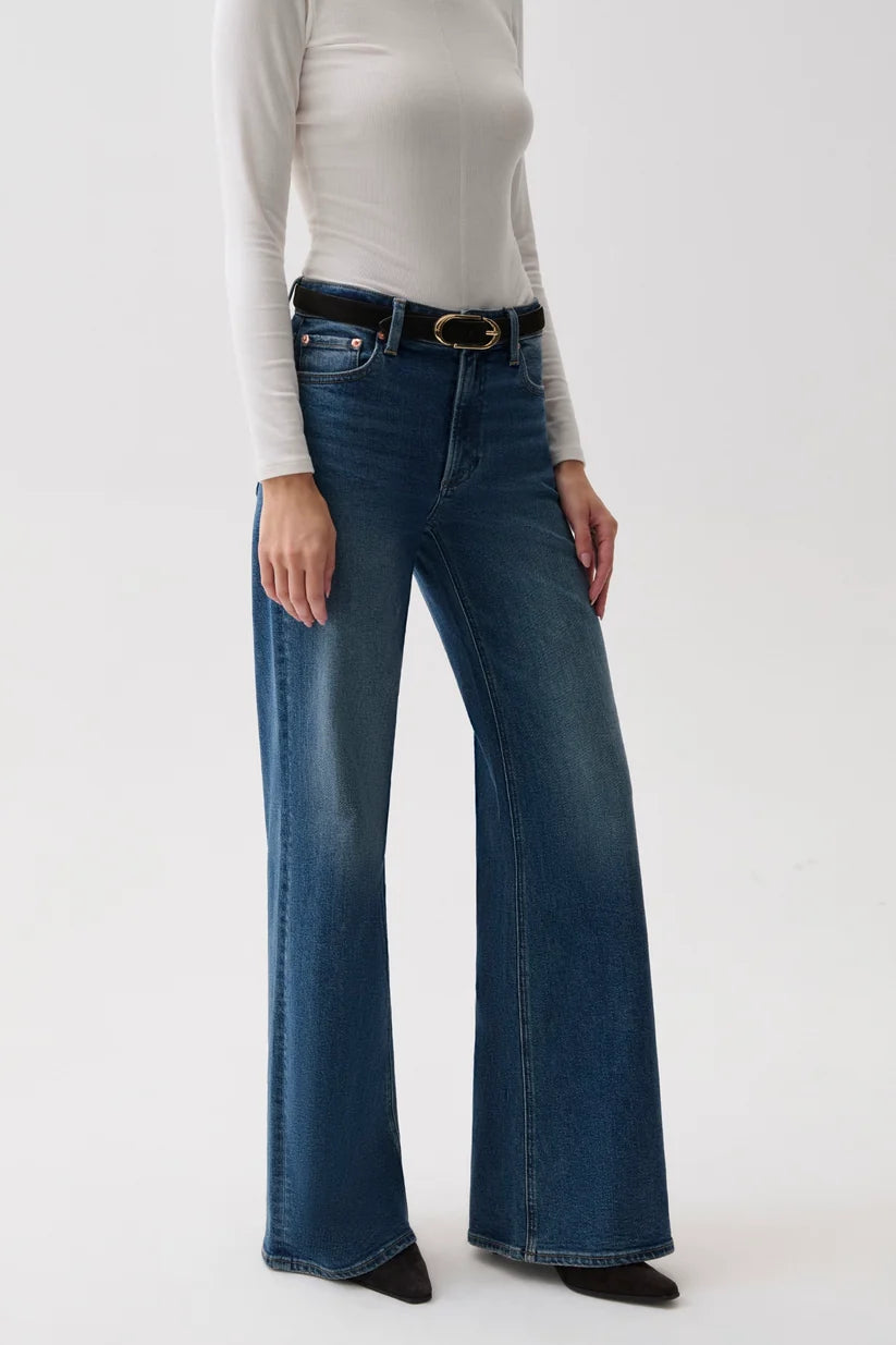 Pistola Vivian Mid Rise Wide Leg Jean — Blue Depths