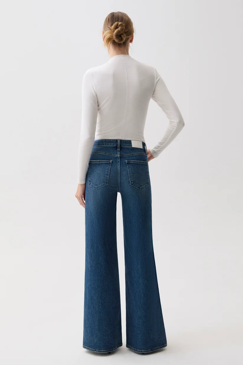 Pistola Vivian Mid Rise Wide Leg Jean — Blue Depths