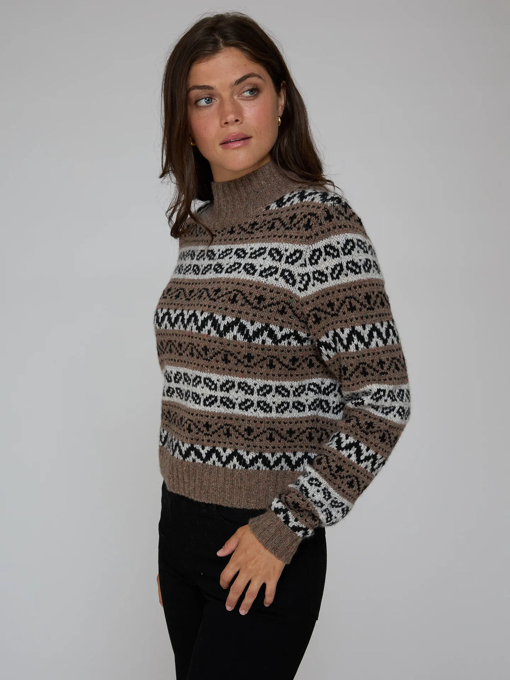Autumn Cashmere Cropped Chunky Fair Isle Mock