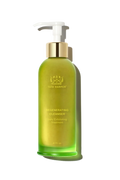 A bottle of Tata Harper Regenerating Cleanser with a white pump and a metallic gold collar, set against a clean white background with a soft shadow.