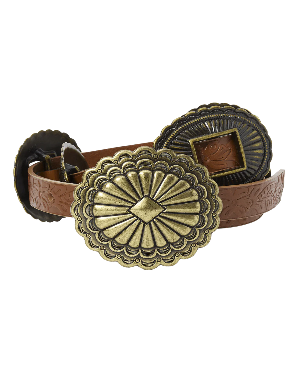 THE GREAT. Tooled Leather Concho Belt