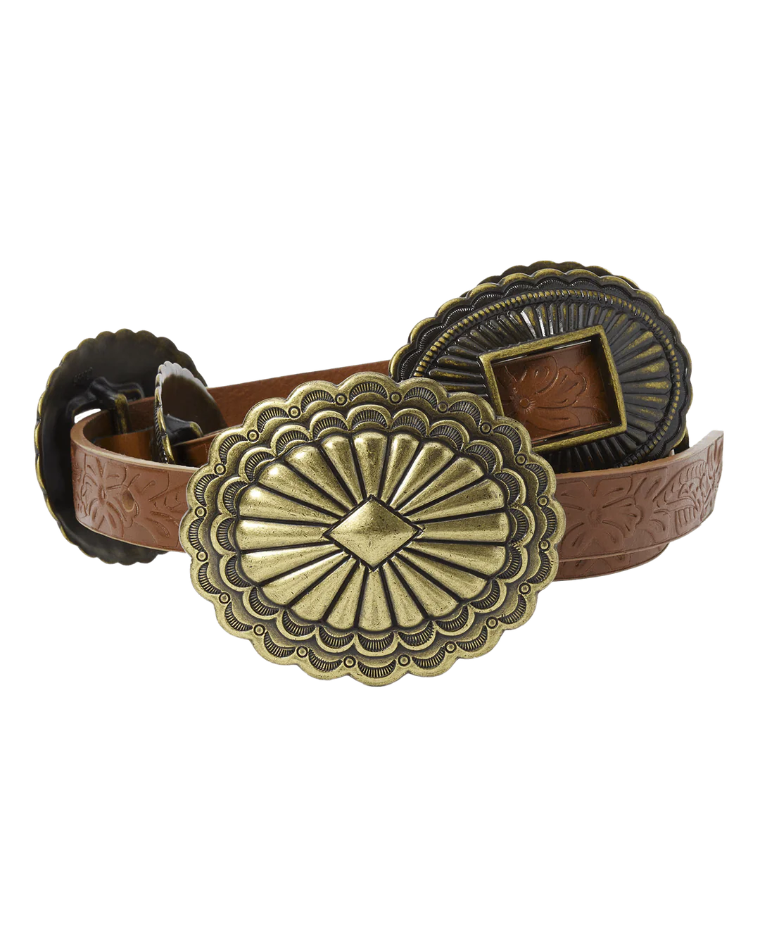 THE GREAT. Tooled Leather Concho Belt