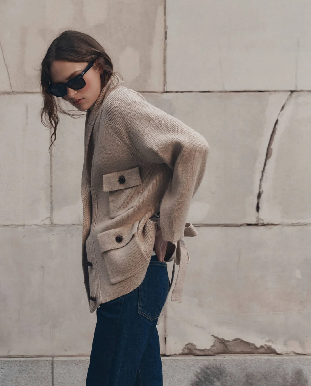 The GREAT. The Commander Riding Cardigan — Cream