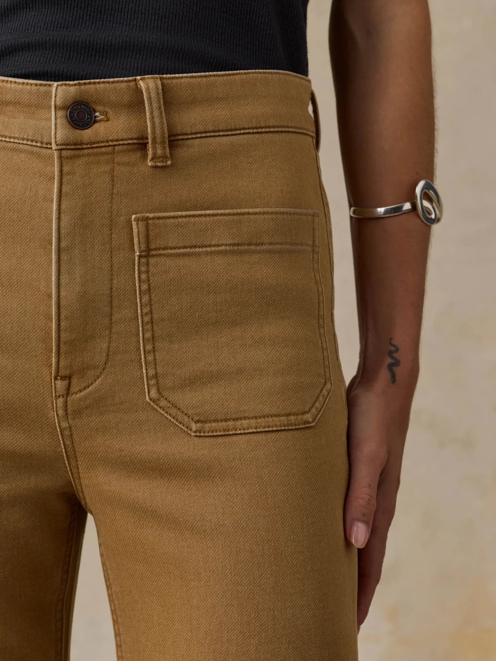 FAHERTY STRETCH TERRY PATCH POCKET PANT — ELK BROWN