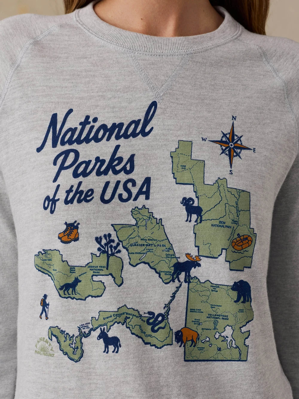 Faherty x Parks Project National Parks Sunwashed Slub Crewneck — Light Grey Heather