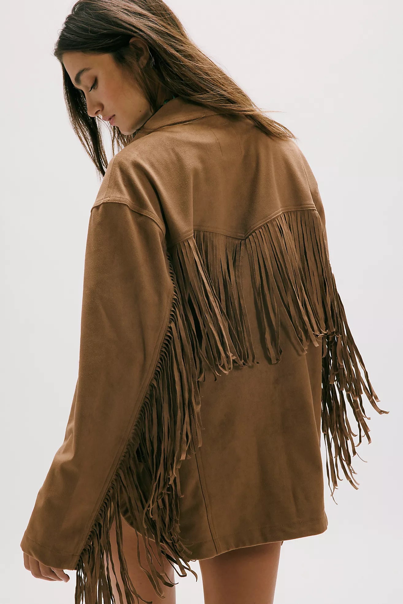 Free People We The Free Fringe Out Vegan Suede Jacket