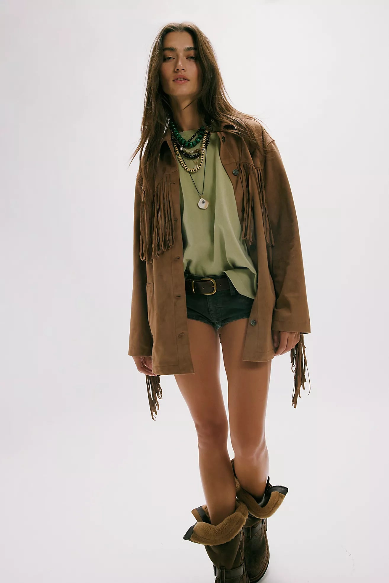 Free People We The Free Fringe Out Vegan Suede Jacket