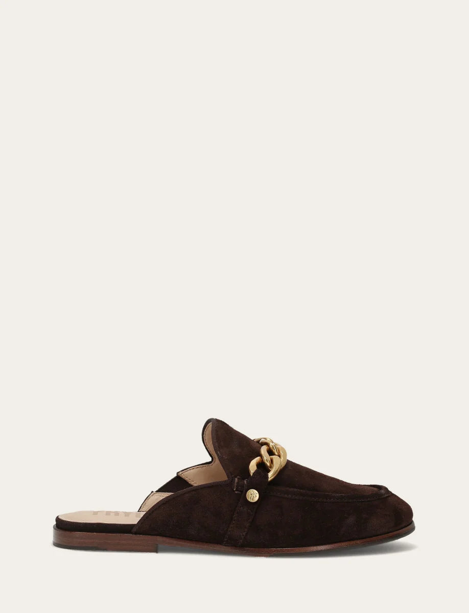 FRYE FAITH CHAIN MULE — CHOCOLATE